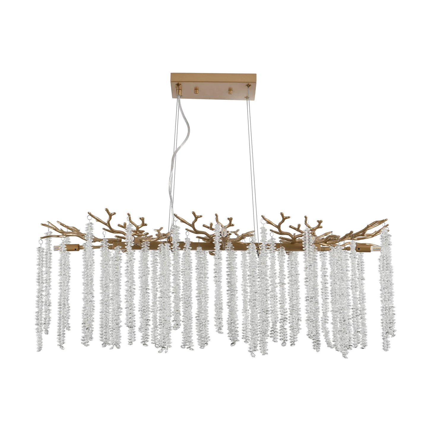 Golden Chandelier With Cascading Crystal Strings Lux