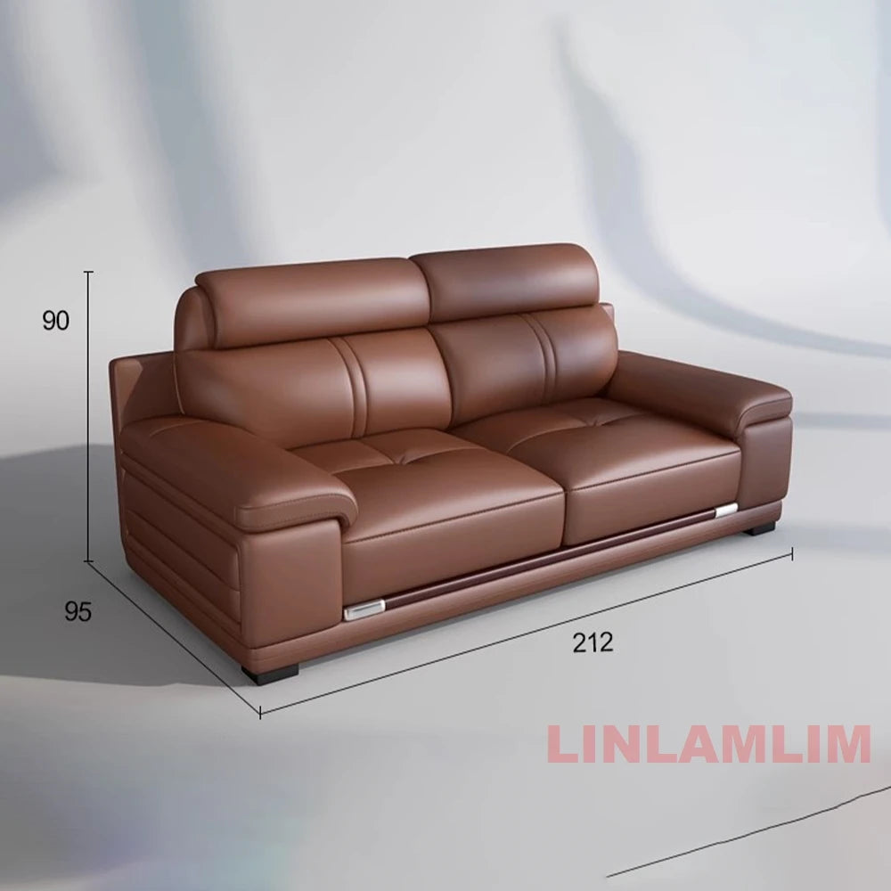 Manbas Modern Luxury L Shaped Leather Sofa Set for Living Room Sectional Corner Couch with Chaise Lounge Minimalist Furniture