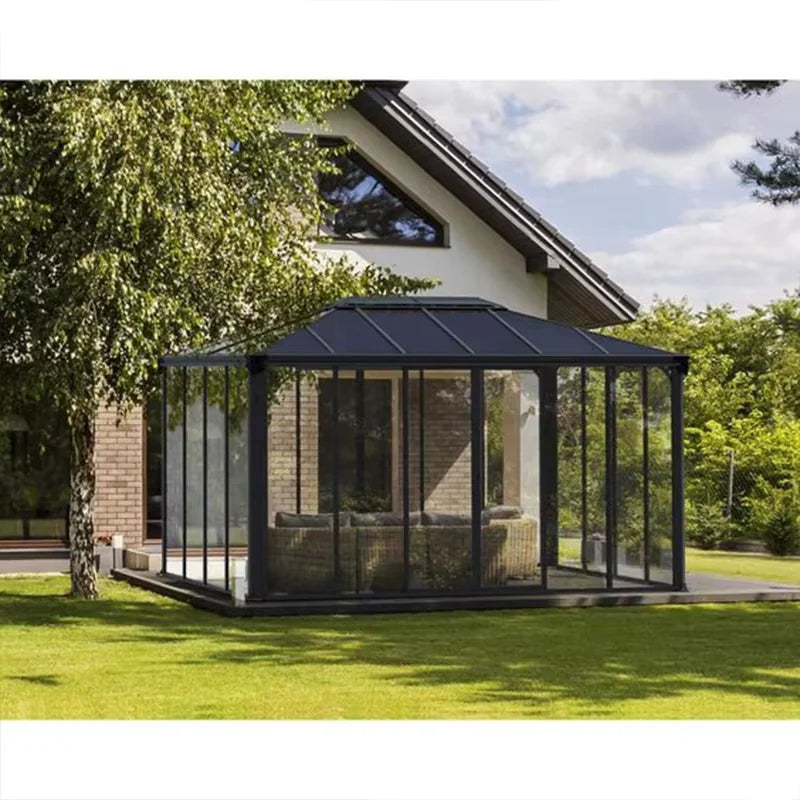 Design Modern Outdoor Steel Prefab Solarium Greenhouse Glass