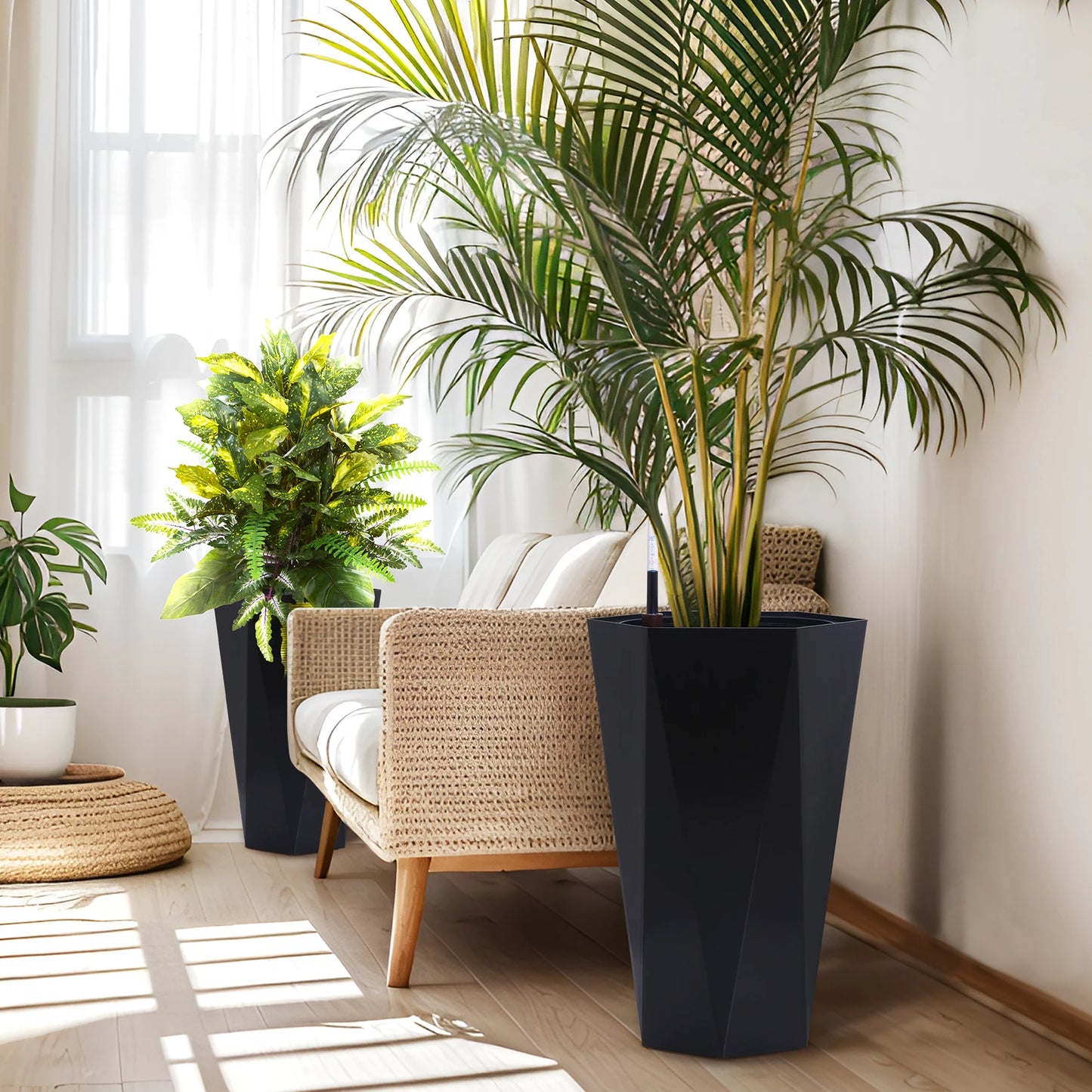 Tall Planters Set of 2 with Drainage Holes