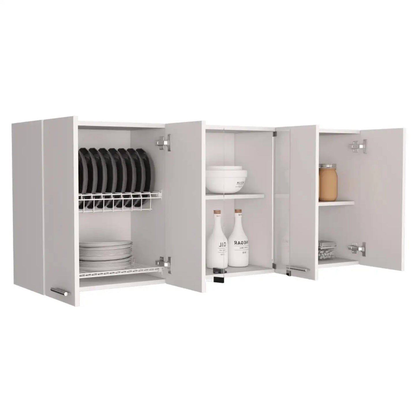 Superior 150 Wall Cabinet With Glass Four Interior Shelves Two Double Doors White