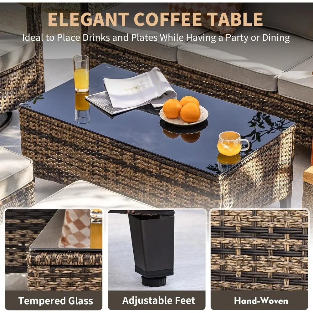 ANGDUO 7 Pieces Patio Furniture Set with Swivel Rocker Chairs