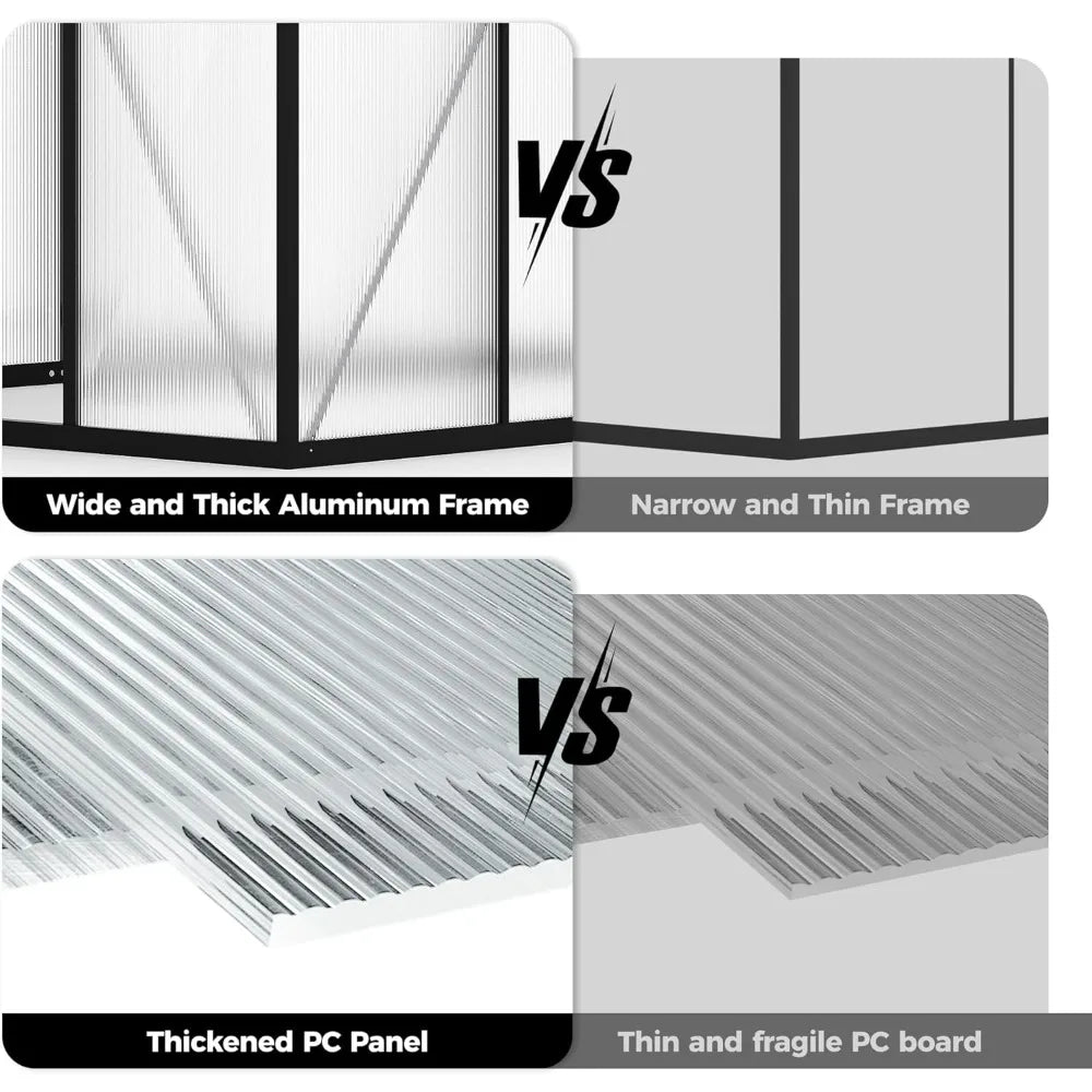 Frame Aluminum Walk In Greenhouse With Polycarbonate Vent