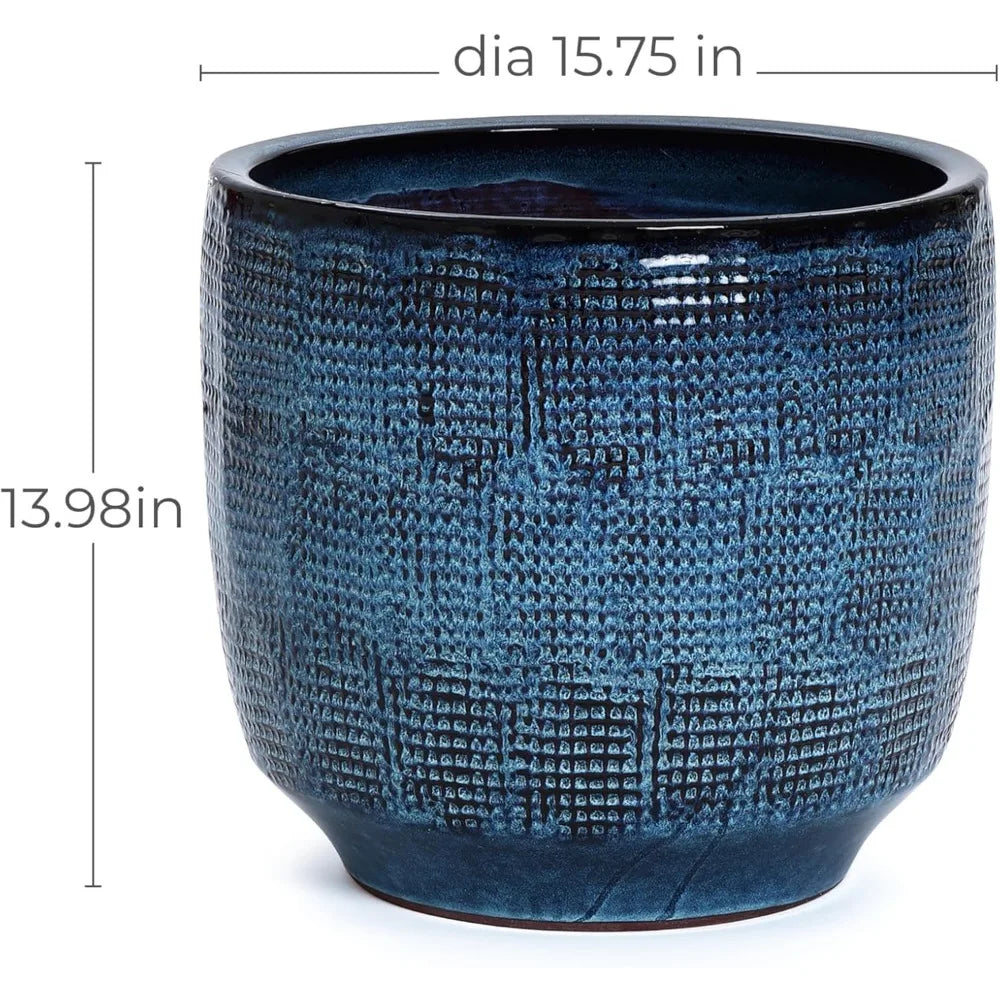 Dia Ceramic Planters Large Outdoor Indoor Plant Pots with Drainage Hole Rubber Plug Glazed Round Flower Pot Planters