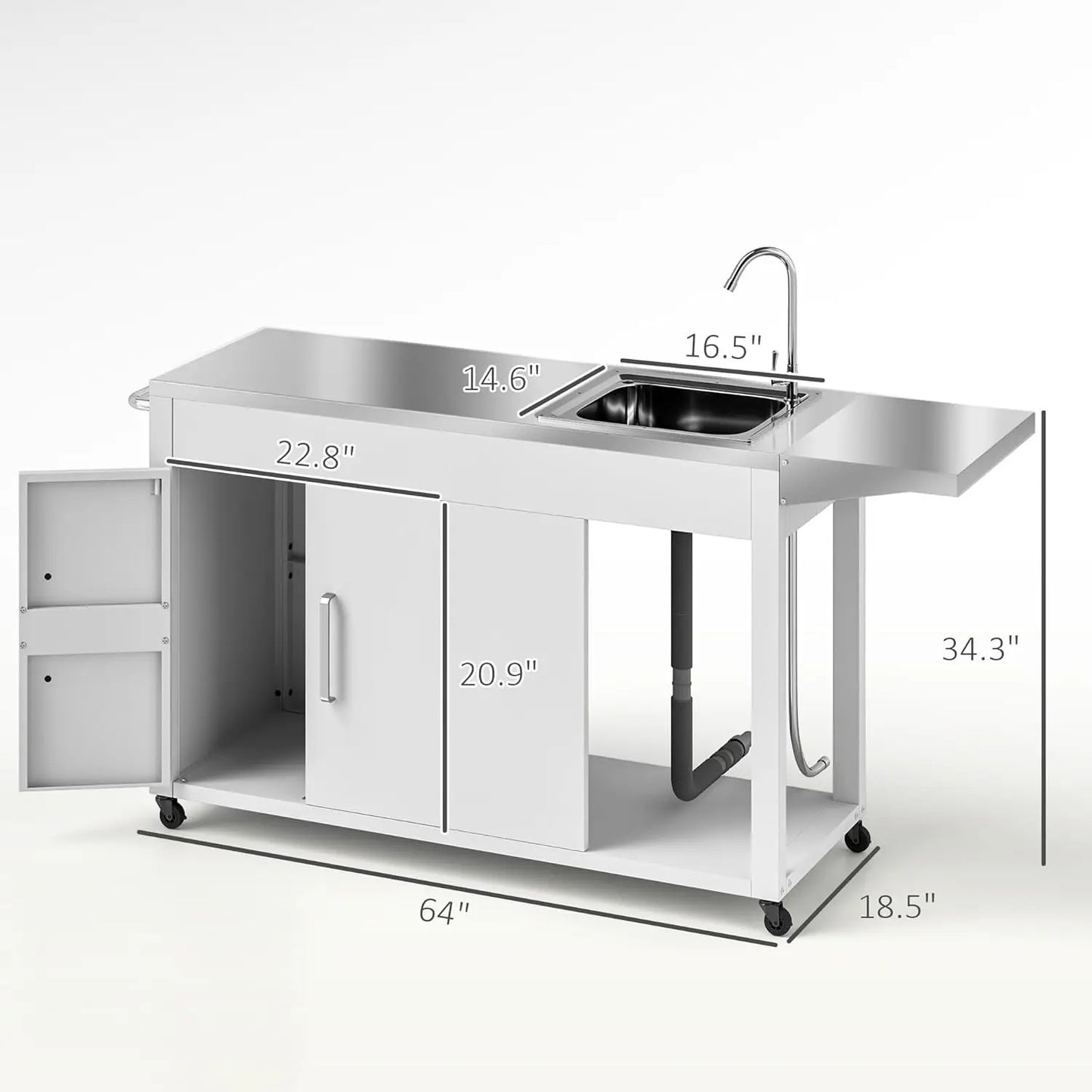 XMSJ Outdoor Grill Table with Stainless Steel Sink