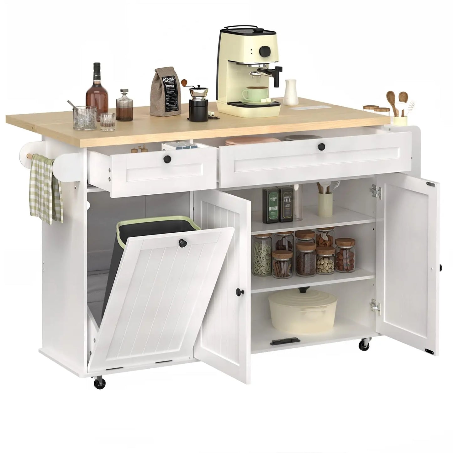 Onbrill Mobile Kitchen Island Trolley with Power Outlet