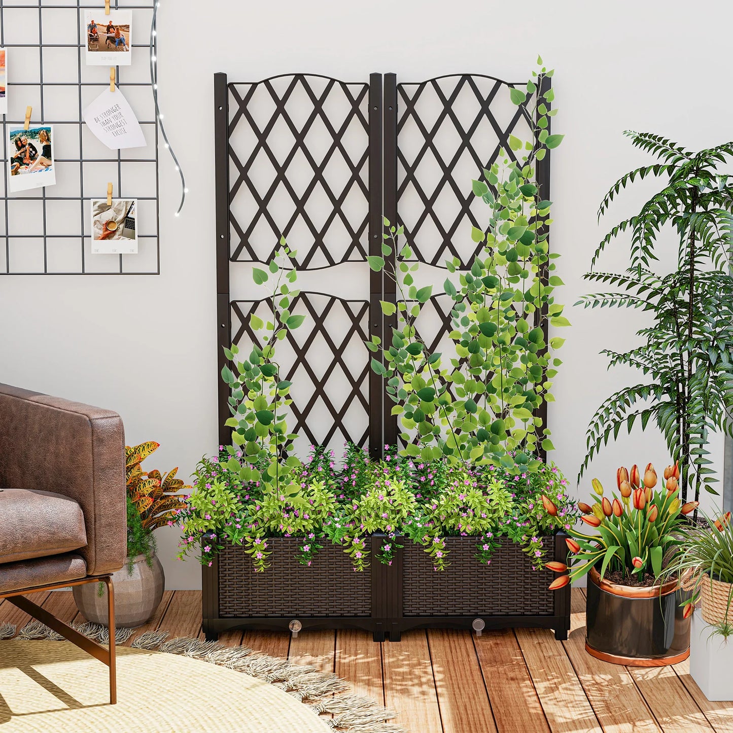 Lifezeal Raised Garden Bed with Trellis Planter Box
