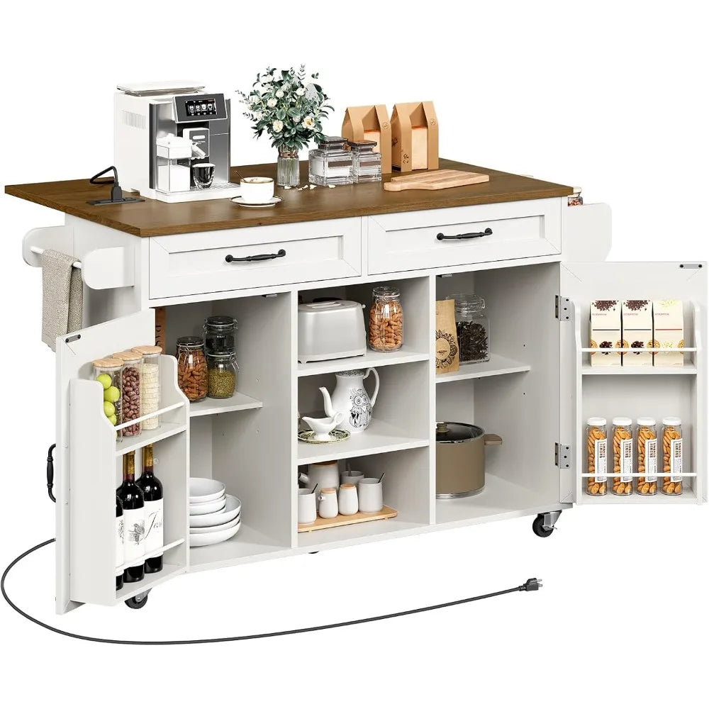 Kitchen Island With Built In Power Outlets And Drop Leaf