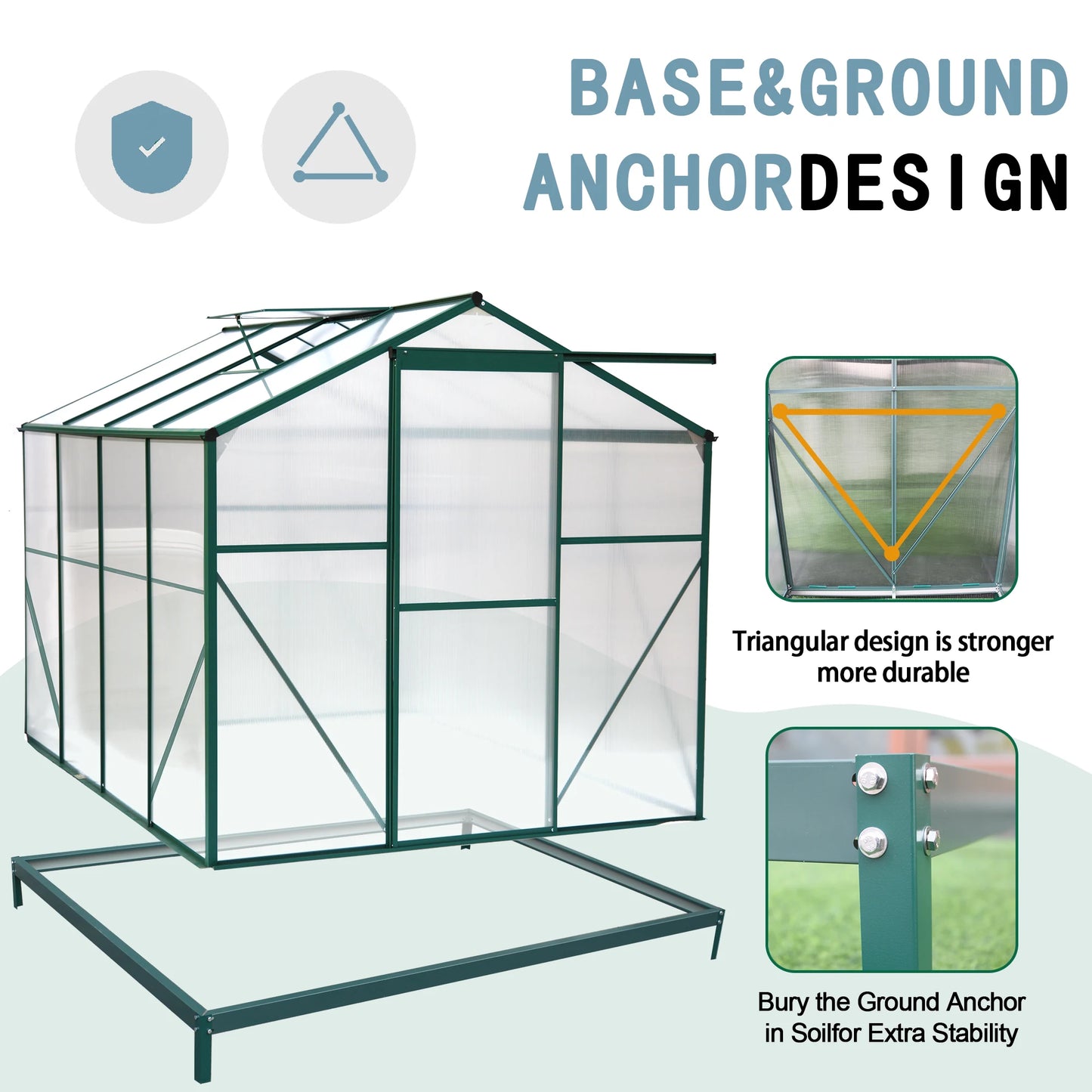 LZBEITEM Polycarbonate Greenhouse Heavy Duty Walk In Garden
