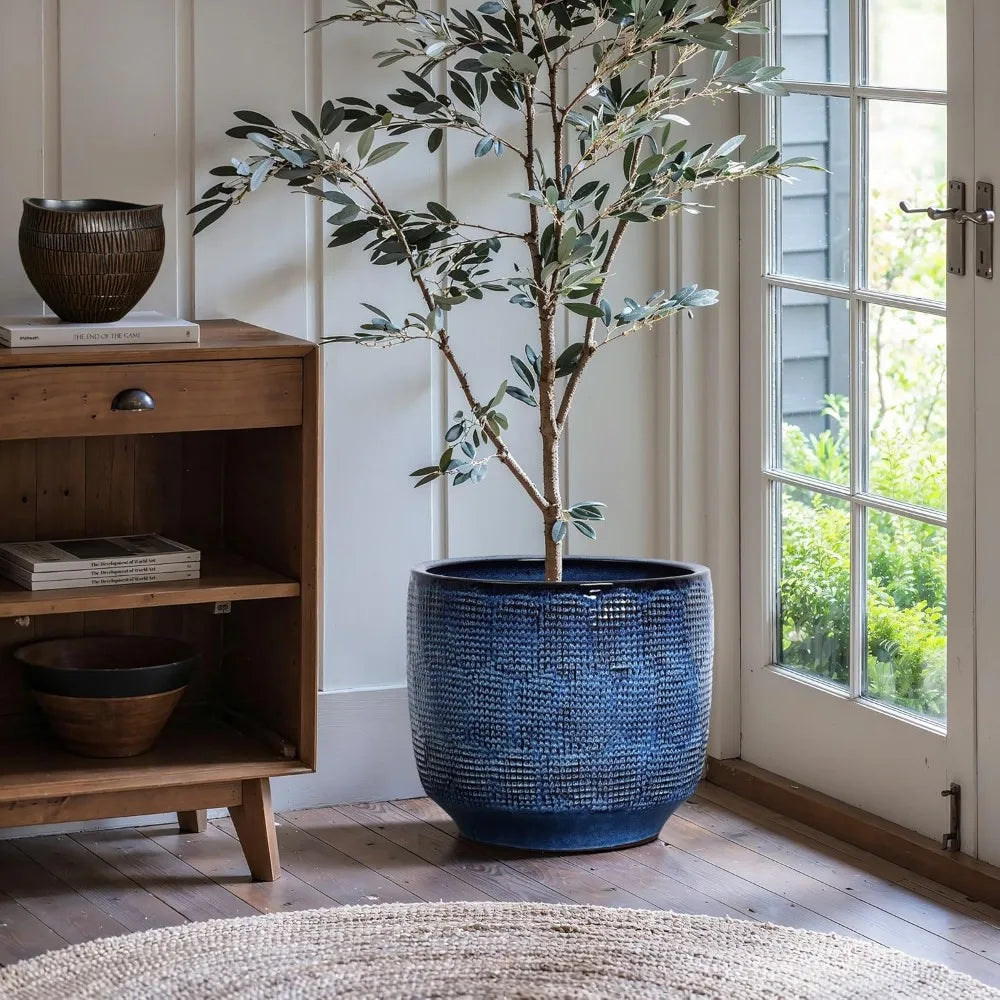 Dia Ceramic Planters Large Outdoor Indoor Plant Pots with Drainage Hole Rubber Plug Glazed Round Flower Pot Planters