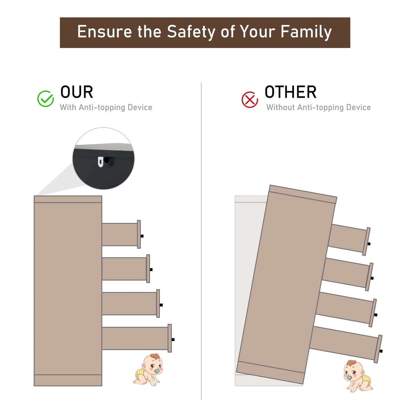 QiaoShiRen 7 Drawer Modern Dresser for Bedroom
