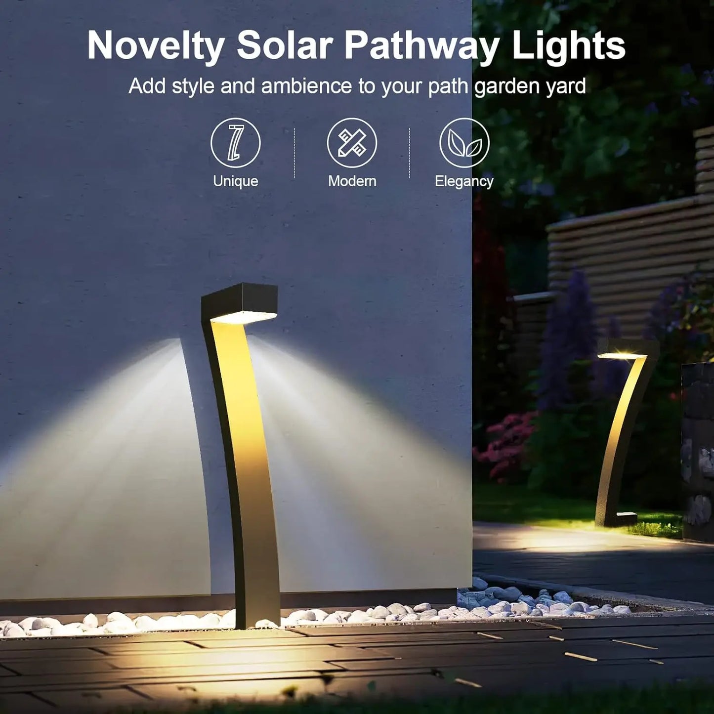 6 Pack Bright Solar Outdoor Lights Pathway 12 Hours Solar Garden Lights Auto On Off for Outside Landscape Path Yard Walkway