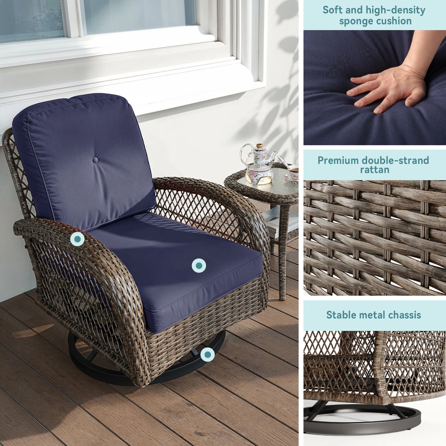 HOOMIC Patio Furniture Set with Rotating Rocking Chairs