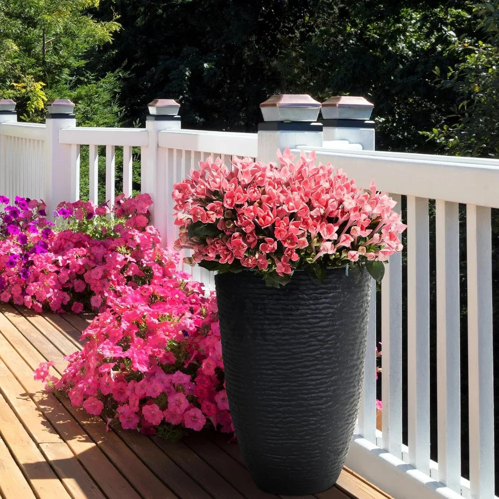 KOL 2-Pack Tall Plastic Planter with Textured Finish