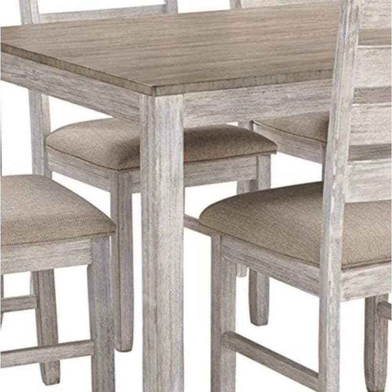 Signature Design By Ashley Skempton Cottage Dining Room Table Set With Six Upholstered Chairs Whitewash
