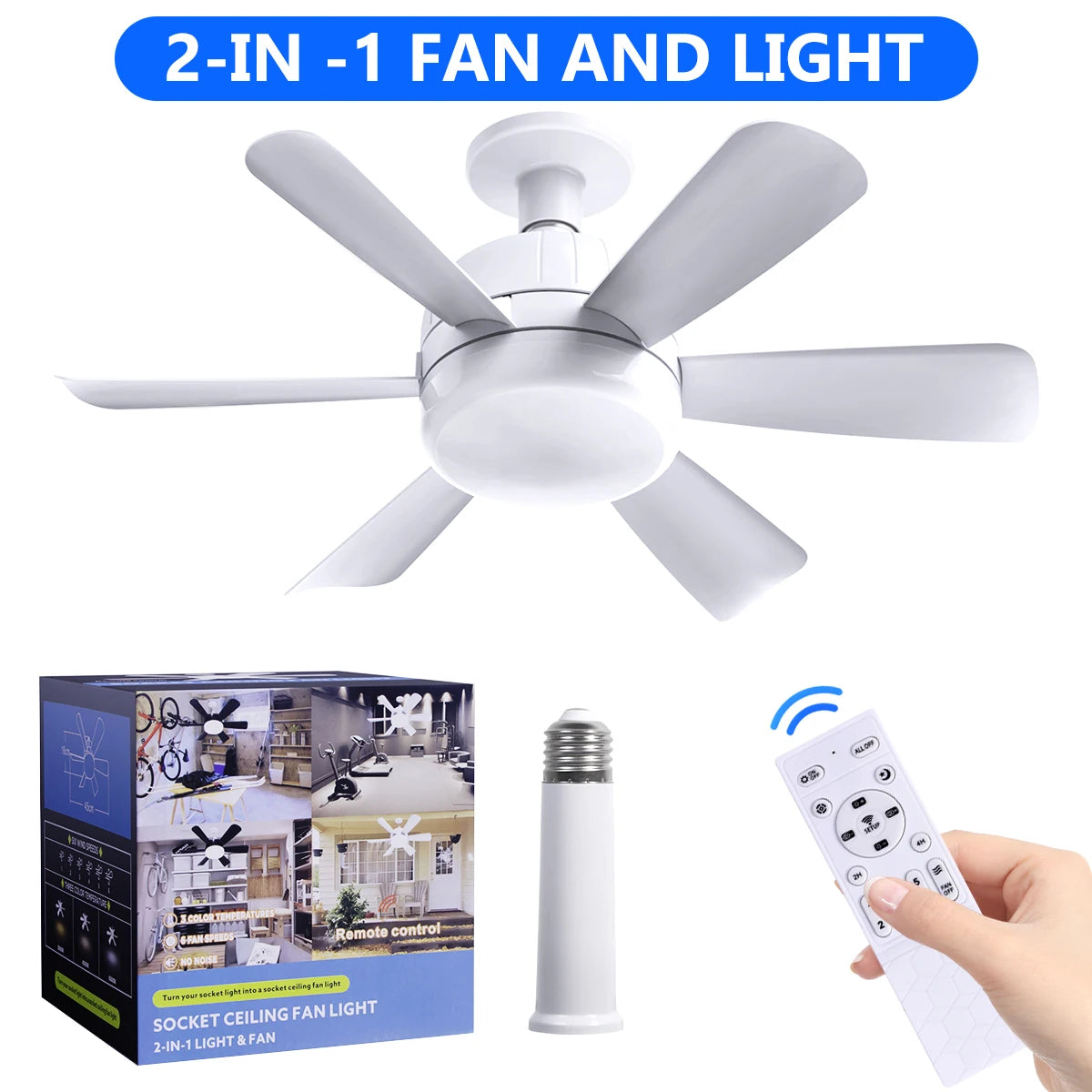 Mexllex LED Ceiling Fan Light with Remote Control