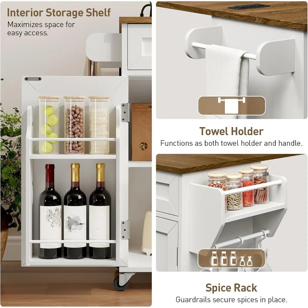 Kitchen Island With Built In Power Outlets And Drop Leaf