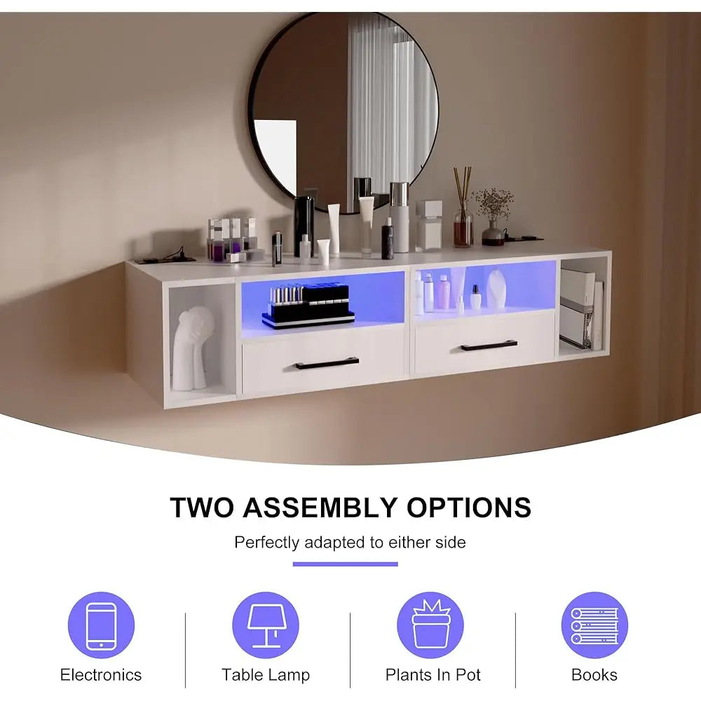 Hign-concerned Floating Nightstand USB Charging Station