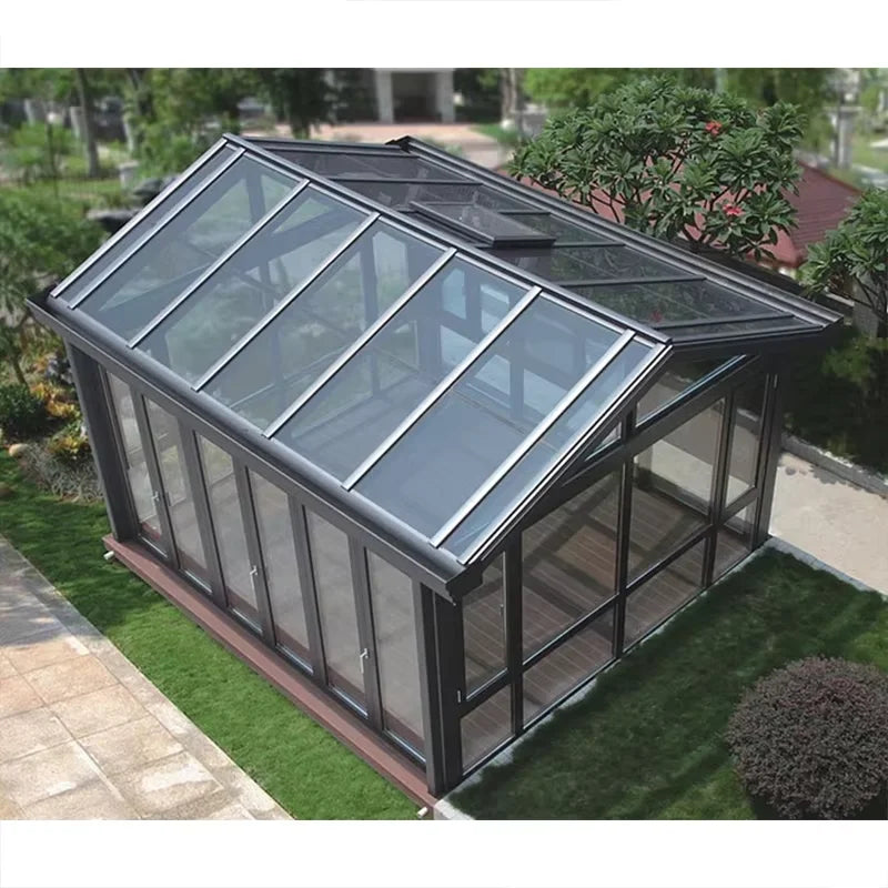 Modern Outdoor Solarium Greenhouse Steel Frame Glass House