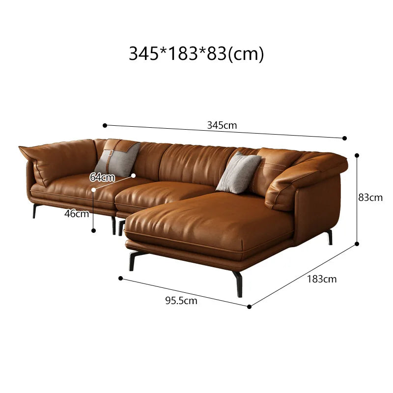 Modern Real Leather Upholstered Corner Sofa 1 2 3 Seater with Black Legs Customizable