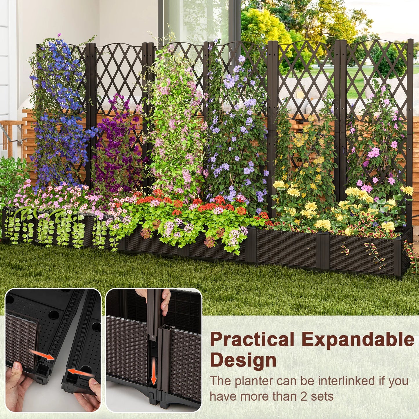 Lifezeal Raised Garden Bed with Trellis Planter Box