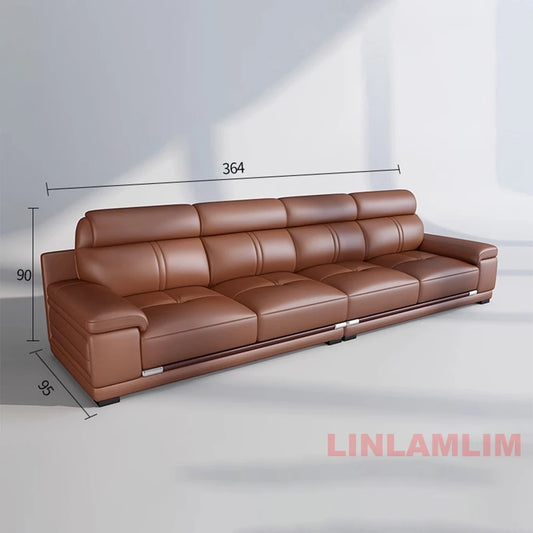 Manbas Modern Luxury L Shaped Leather Sofa Set for Living Room Sectional Corner Couch with Chaise Lounge Minimalist Furniture