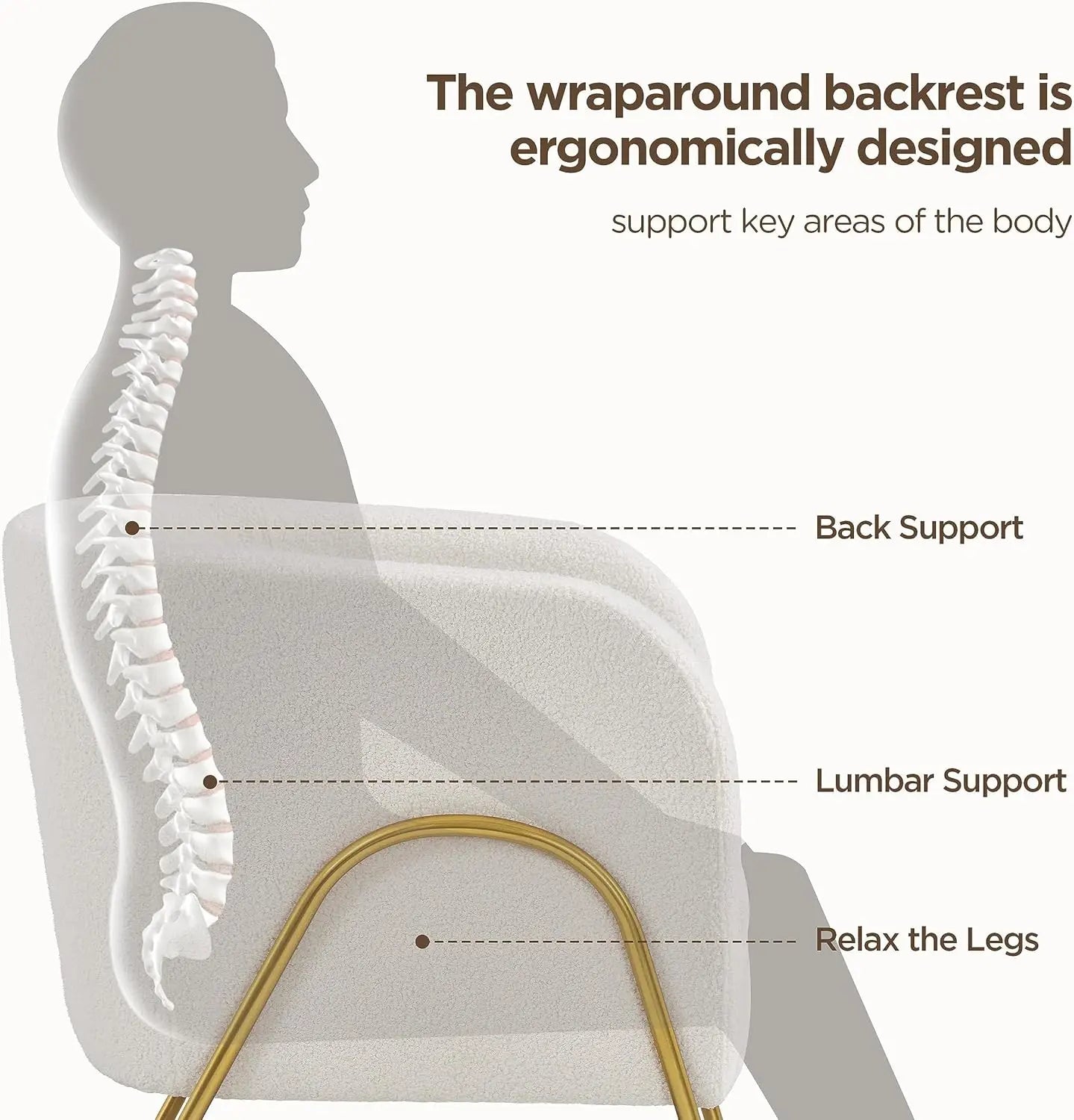 Set of 2 Armchair Set Side Chairs Boucle Fabric Vanity Chairs with Gold Legs for Living Room Bedroom Reading Nook