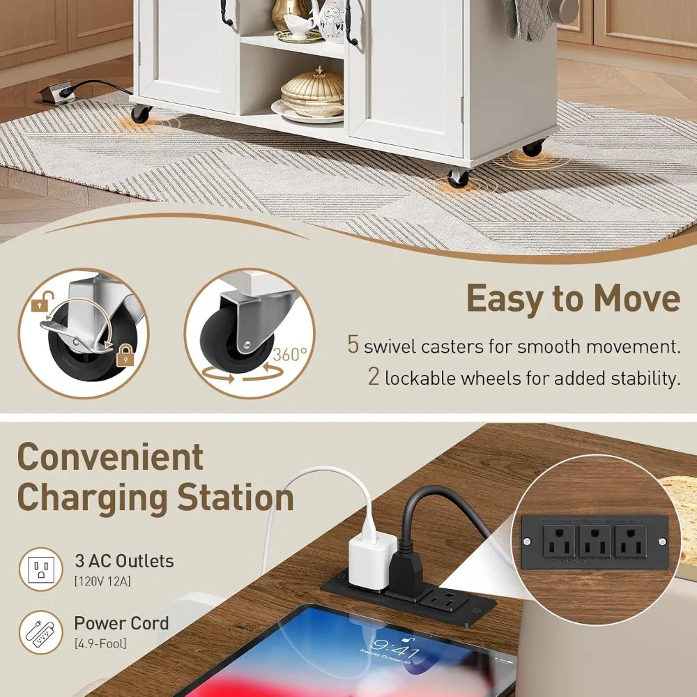 Kitchen Island With Built In Power Outlets And Drop Leaf