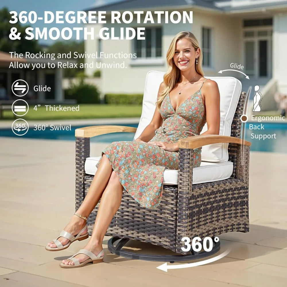 ANGDUO 7 Pieces Patio Furniture Set with Swivel Rocker Chairs