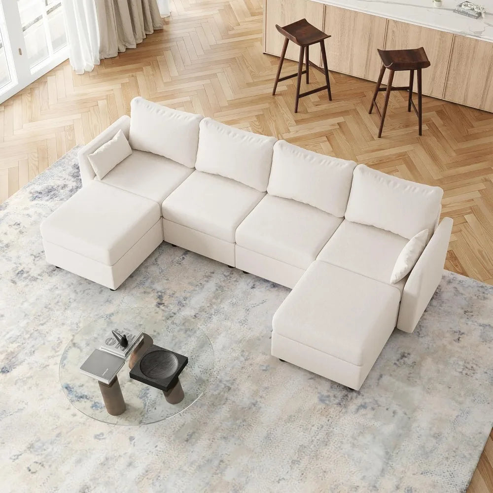110.24 Inch Modular Combination Sofa With Storage Space Memory Foam Convertible U Shaped Sofa