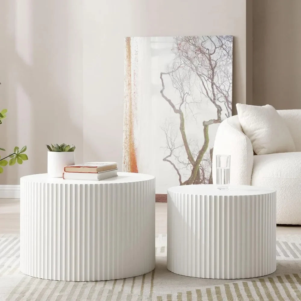 Guangbai Round Nesting Coffee Tables Set Of 2 Modern