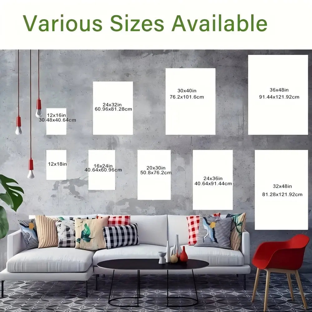 Pine Solid Wood Frame Canvas Wall Art