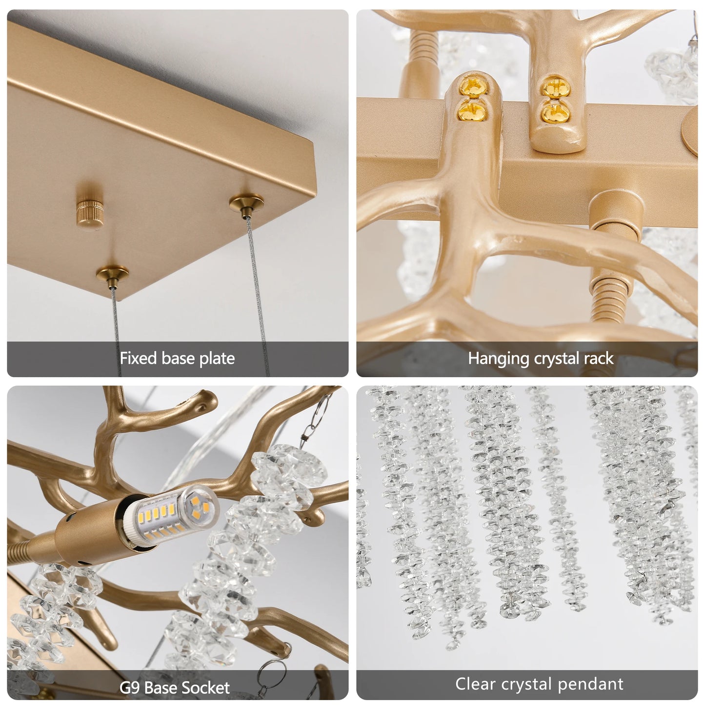 Golden Chandelier With Cascading Crystal Strings Lux