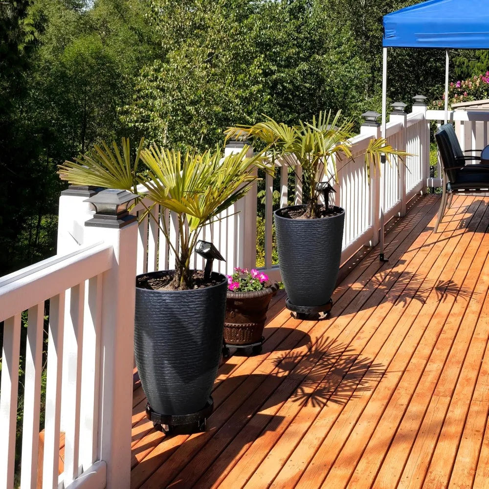 KOL 2-Pack Tall Plastic Planter with Textured Finish