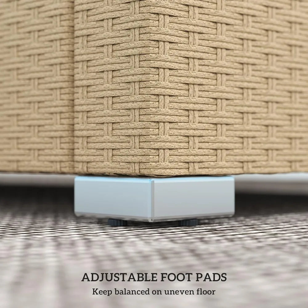 Angduo 3 Seater Wicker Patio Sofa With Cushions