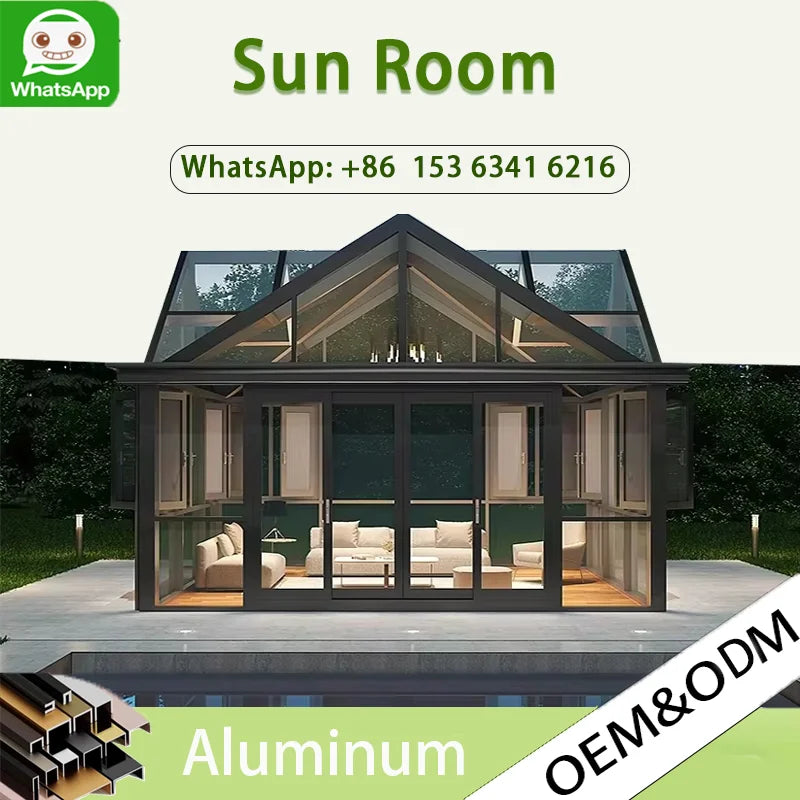 Modern Outdoor Solarium Greenhouse Steel Frame Glass House