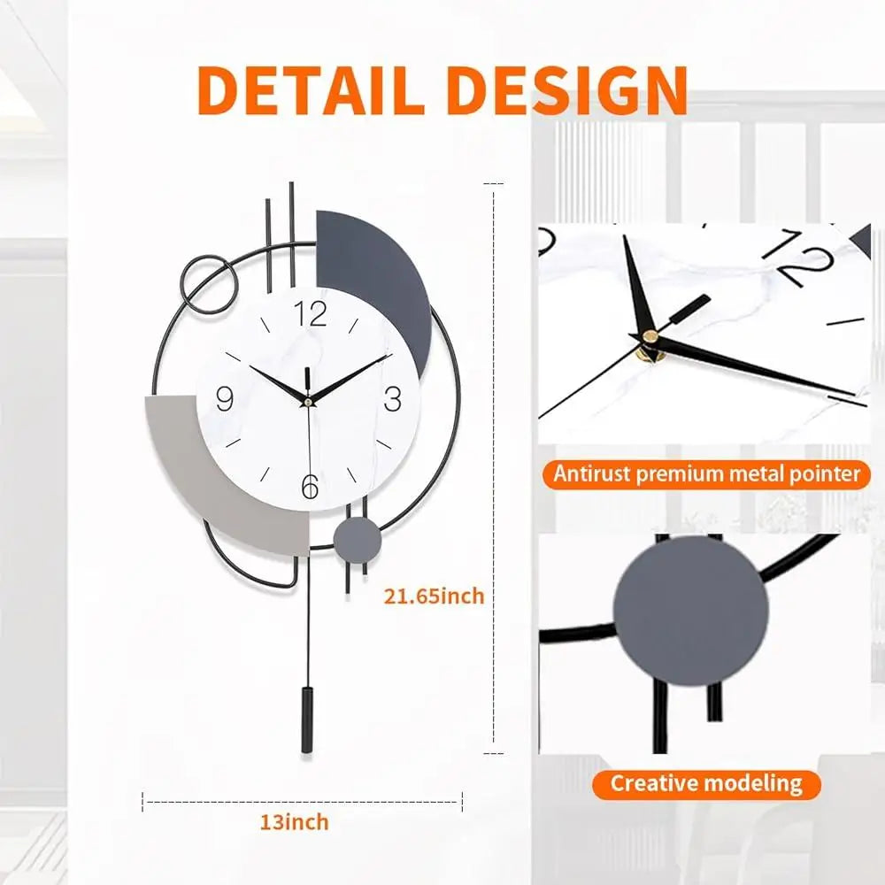 DUTRIEUX Silent Quartz Wall Clock with Pendulum