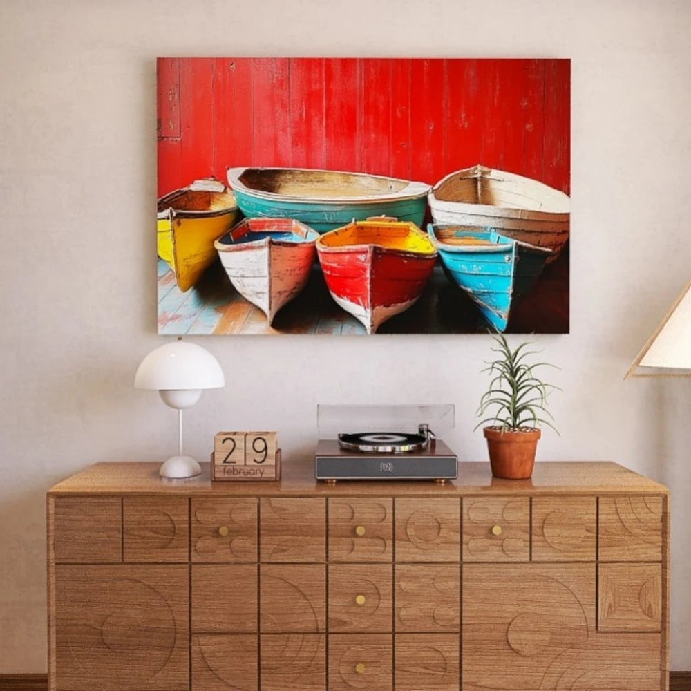 Pine Solid Wood Frame Canvas Wall Art