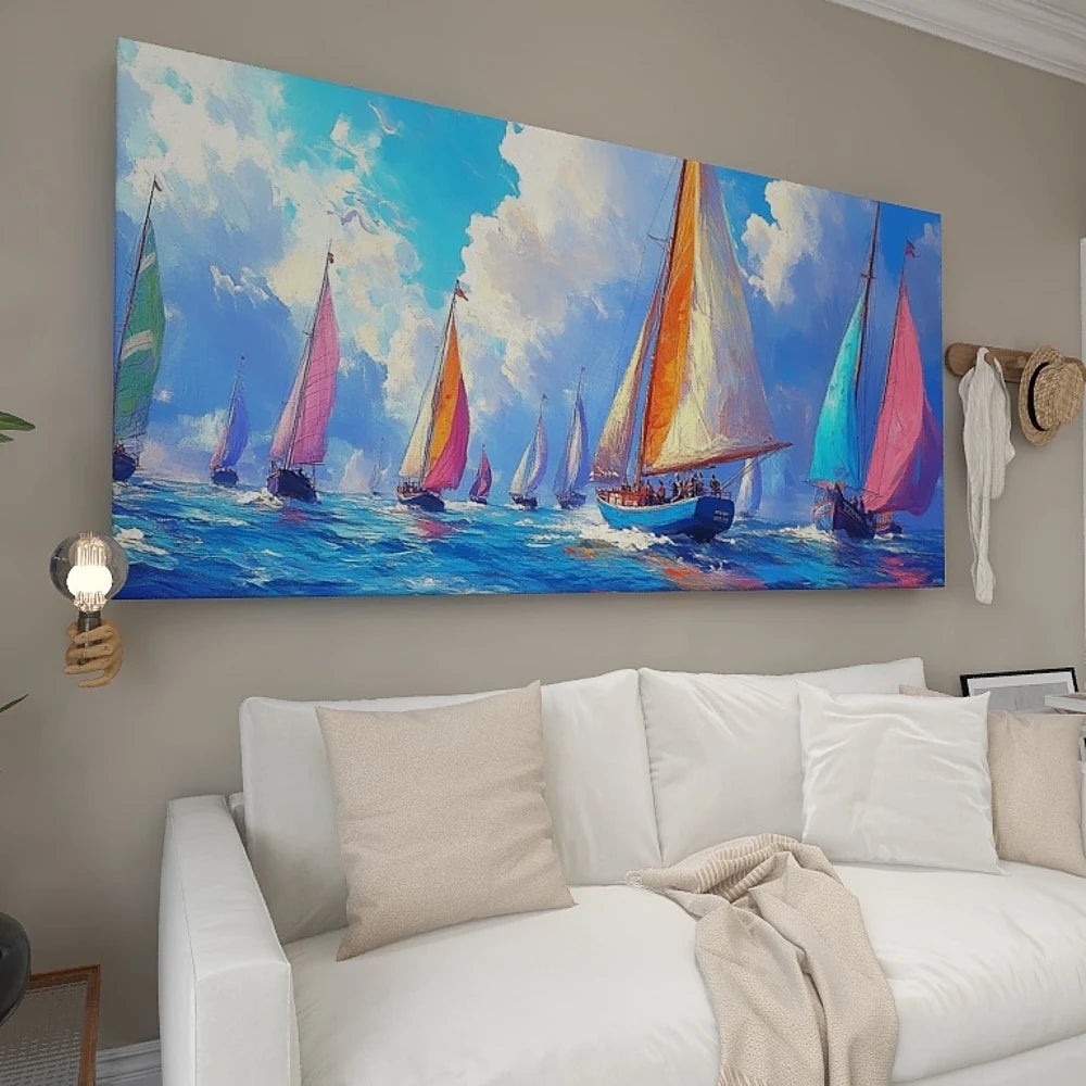 Pine Solid Wood Frame Canvas Wall Art