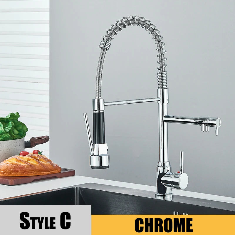 Wanmivezlo Kitchen Sink Faucet Pull Down Dual Spout