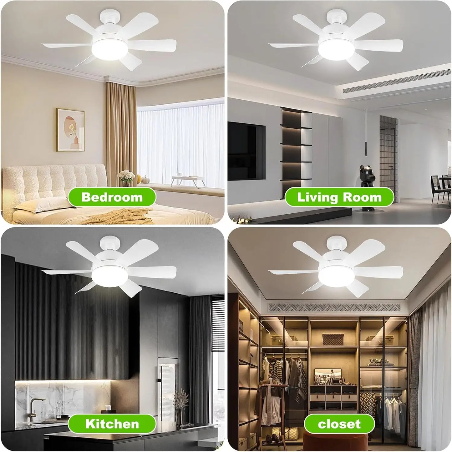 Mexllex LED Ceiling Fan Light with Remote Control