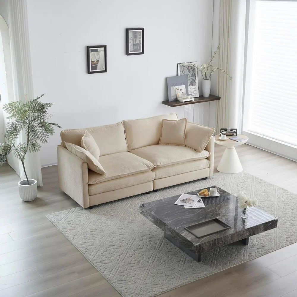 2 Piece Chenille Cloud Couches Living Room Furniture Set Modern Oversized Modular Sectional Loveseat and Sofa Set