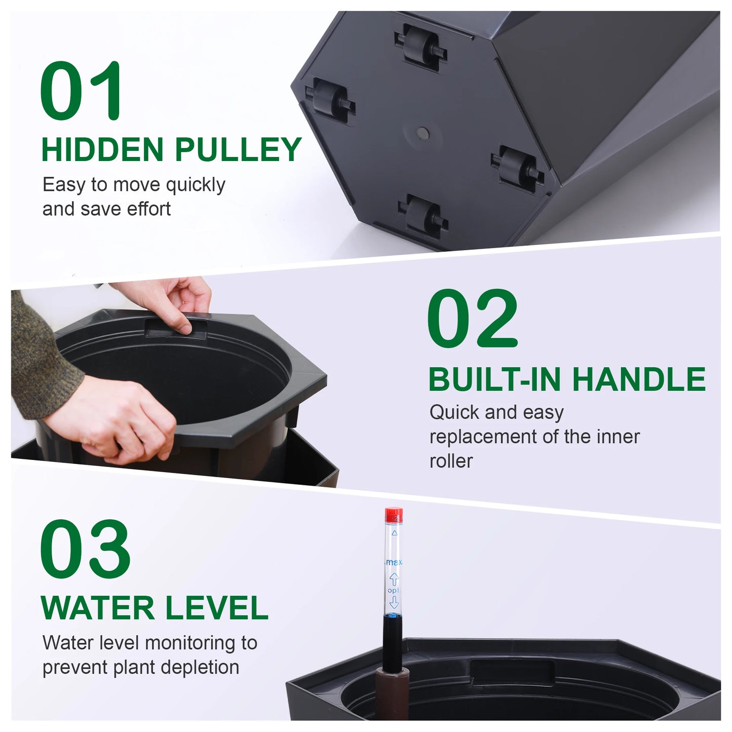 23 Inch Tall Planters Set of 2 Outdoor Indoor Planter Pots with Drainage Holes and Water Level