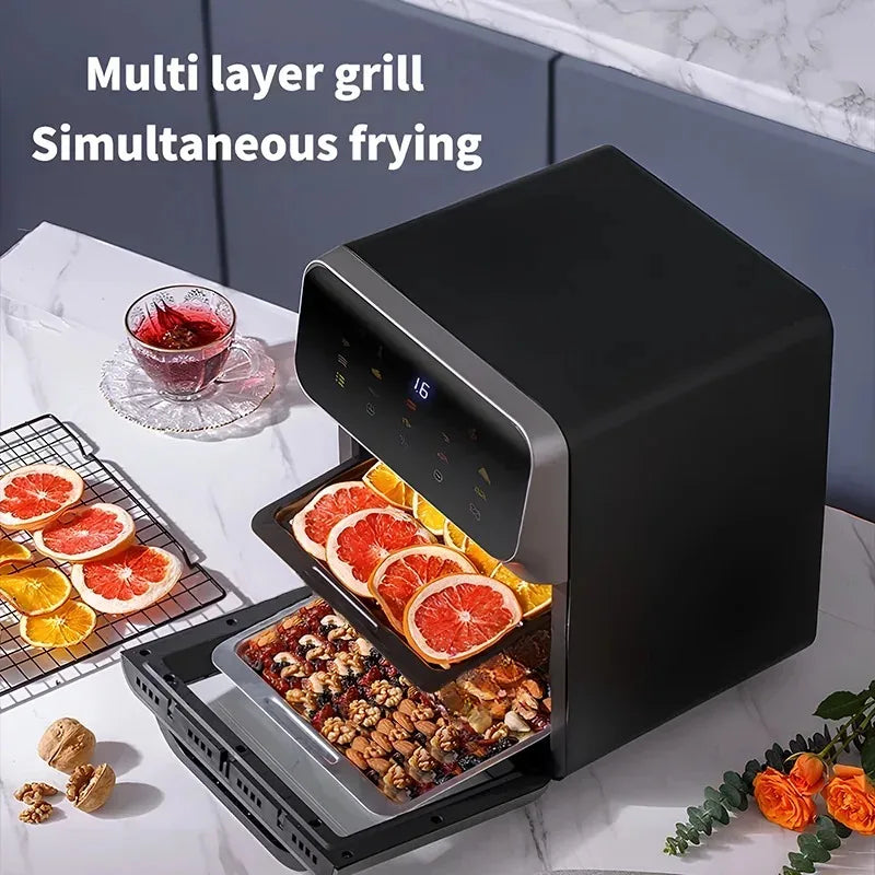 10L Electric Air Fryer Large Capacity Convection Oven Deep Fryer Without Oil Kitchen Appliance 360 Degree Baking Viewable Window