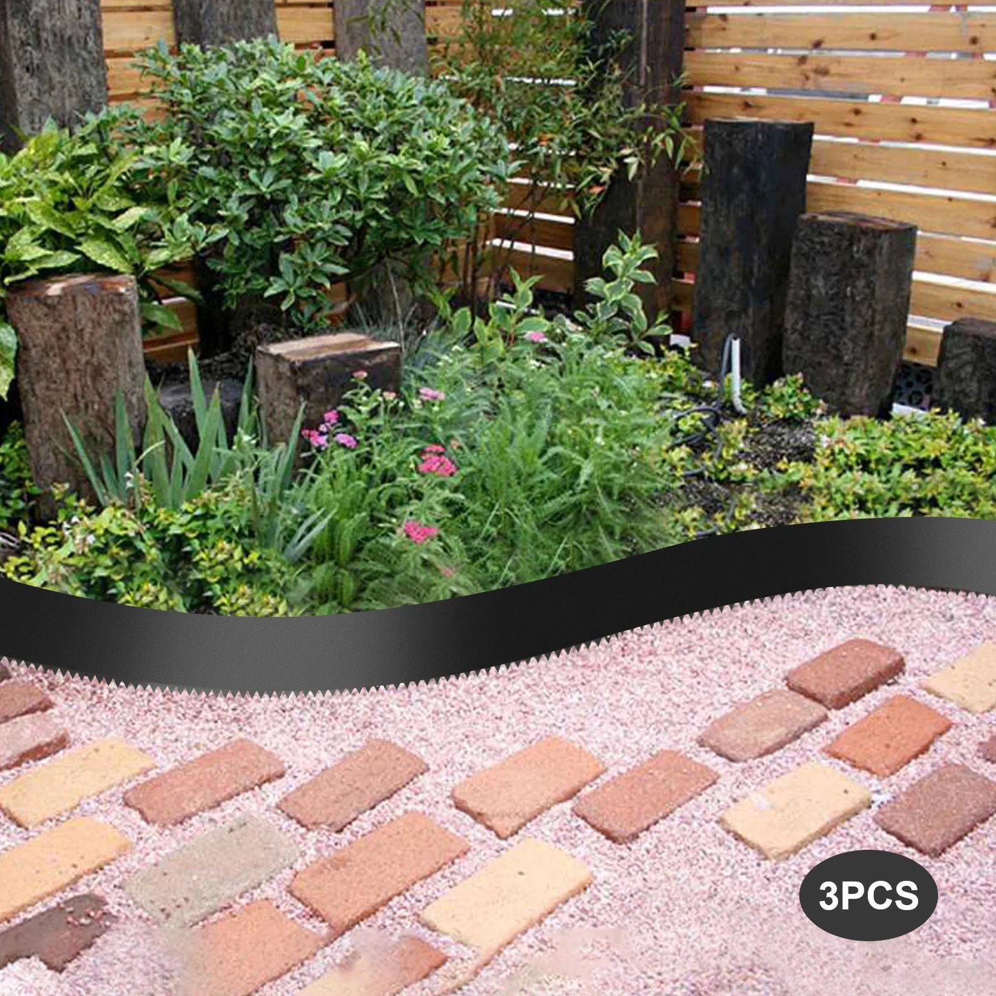3Pcs 40*8in Steel Landscape Edging Black EcoBorder Garden Backyard Lwan Barrier For Landscaping