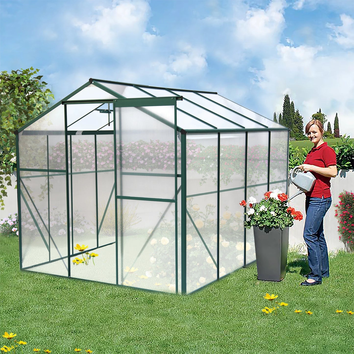 LZBEITEM Polycarbonate Greenhouse Heavy Duty Walk In Garden