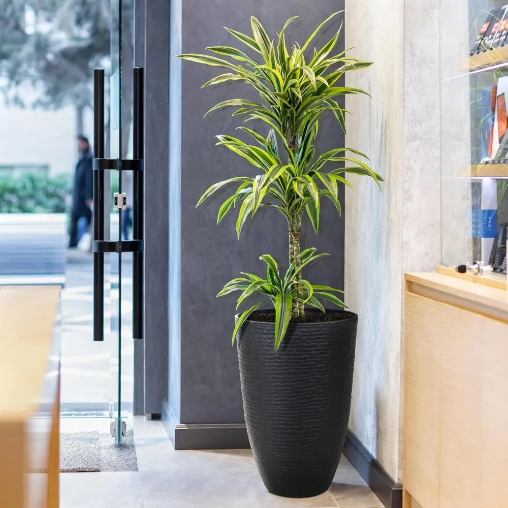 KOL 2-Pack Tall Plastic Planter with Textured Finish