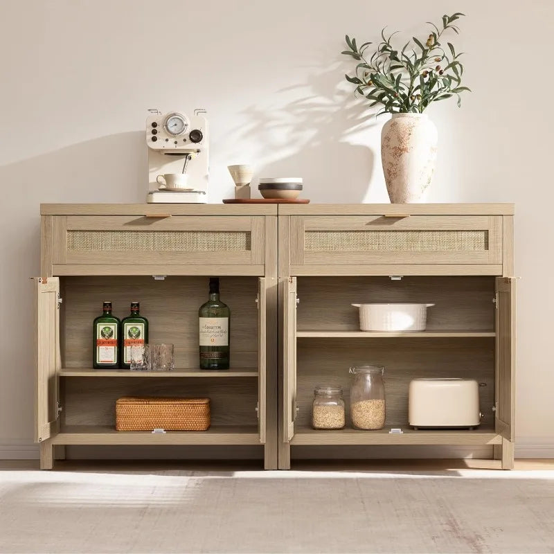 Boho Rattan Accent Sideboard Storage Cabinet