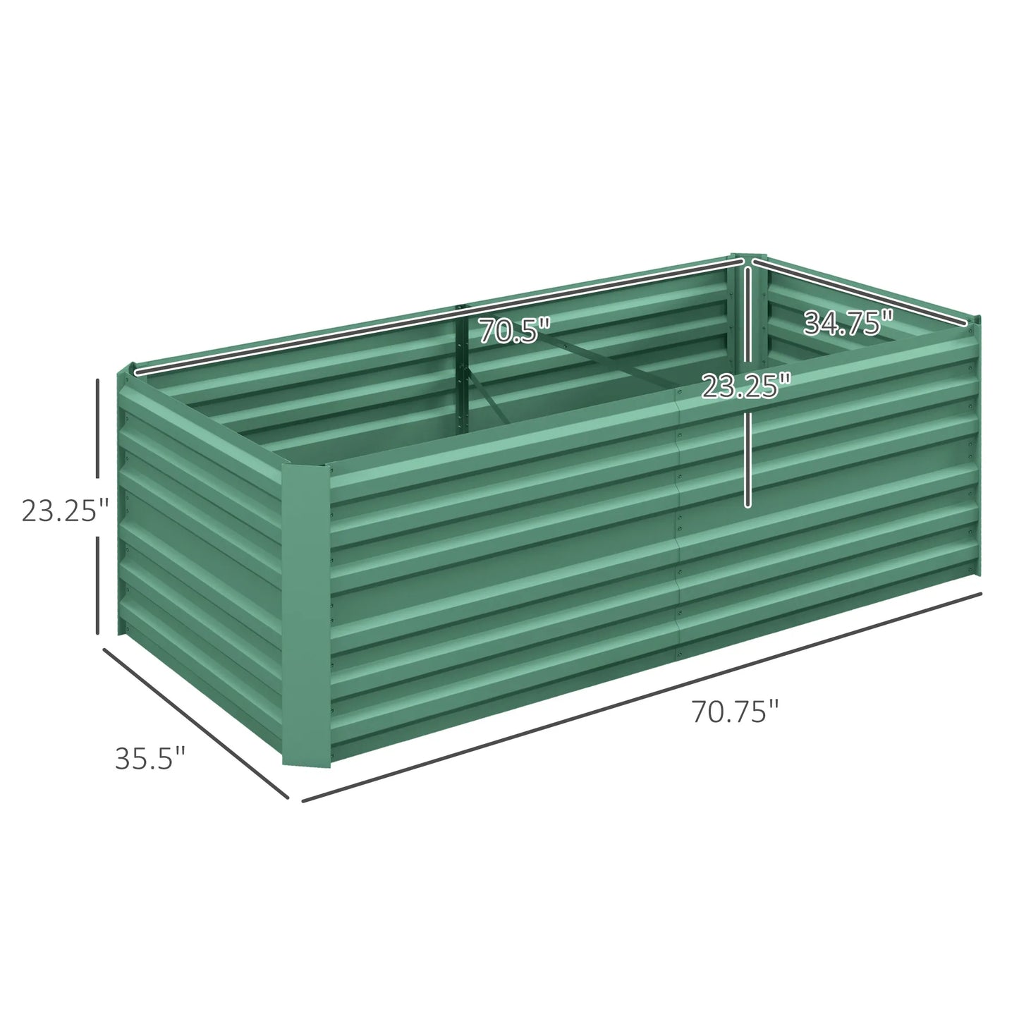 Outsunny Galvanized Raised Garden Bed Kit with Reinforcing Bars Large and Tall Metal Planter Box for Vegetables and Flowers
