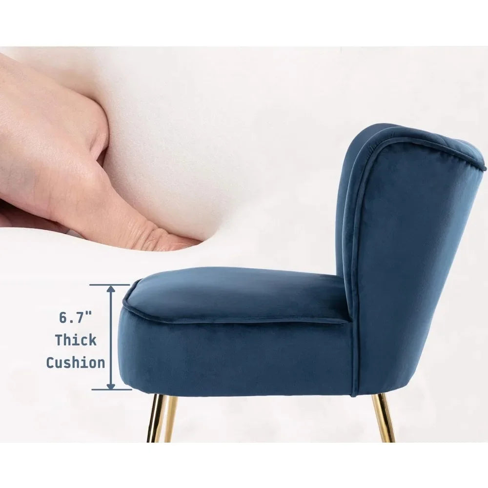 Velvet Accent Chairs Set of 2 Upholstered Side Chairs Mid Century Modern Slipper Chairs with Golden Legs